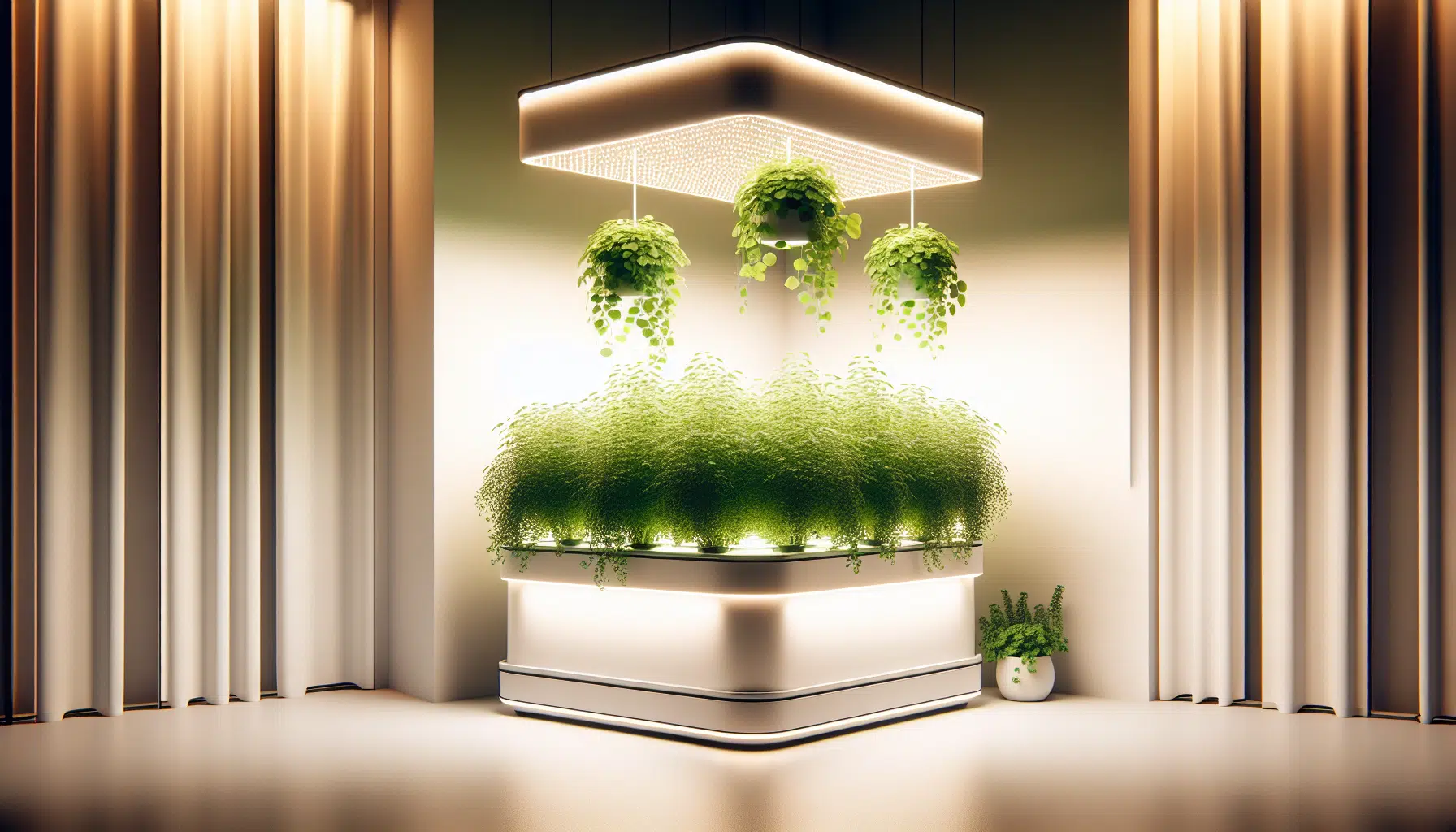 Illustration of indoor hydroponic system with lights Indoor Hydroponic System with Lights