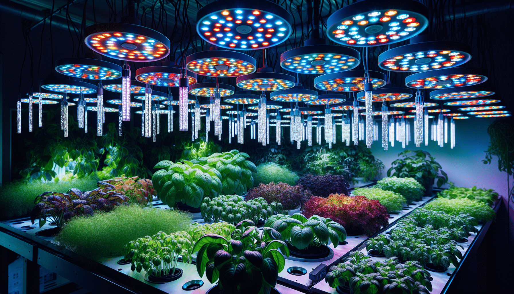 Illustration of LED grow lights for indoor hydroponic system