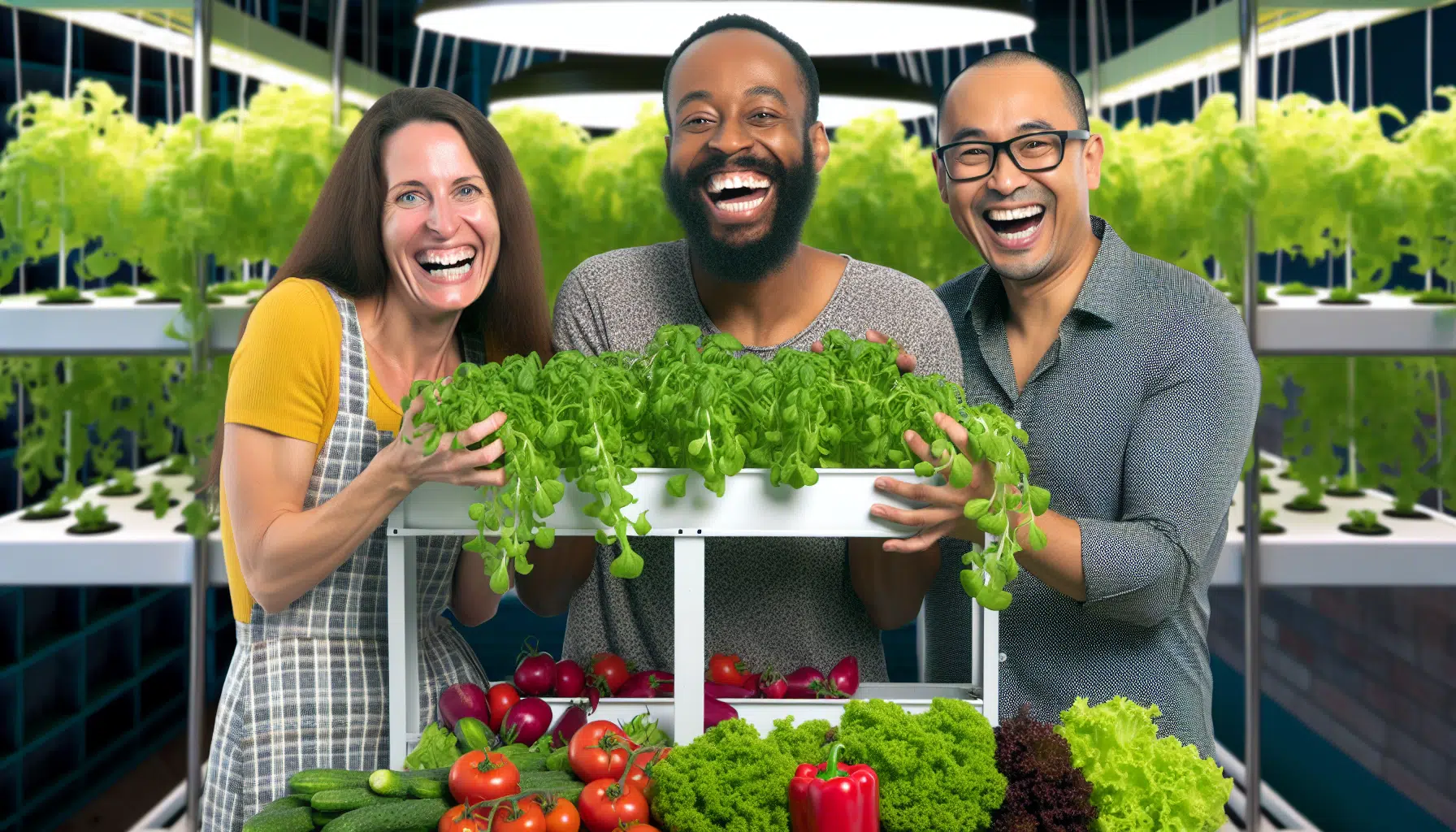 Harvesting-fresh-produce-from-a-hydroponics-tower-garden