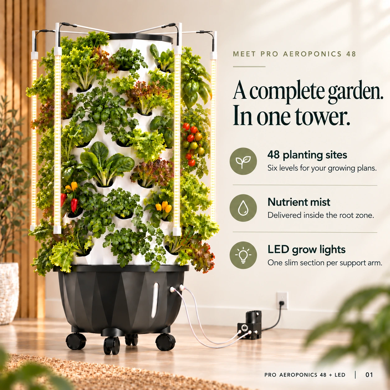 Hydroponics Growing Systems Pro AeroTower — High-Pressure Aeroponics Growing System (48 Pots) - Image 13
