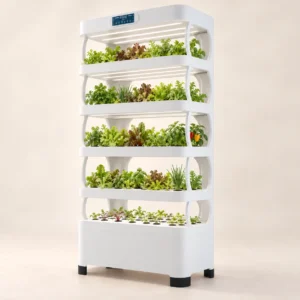 Automated Hydroponic System with LED Grow Lights | Nutraponics Pro Shelf (72 Sites)