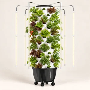 Nutraponics Pro Tower Garden – Hydroponic System with LED Grow Lights (80 Pots)