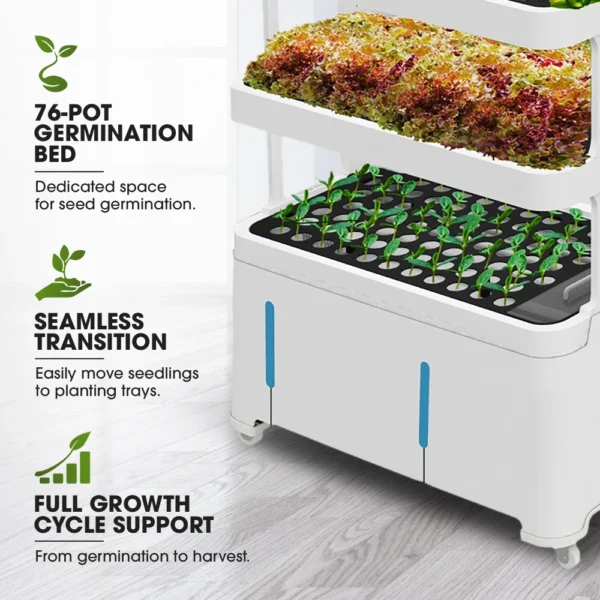 NutraTower Garden Hydroponic Growing System – 72 Planting Sites, LED Daylights, Automated Indoor Garden Kit with Germination Bed, Mist Spraying Technology & Controlled Ventilation - Image 8