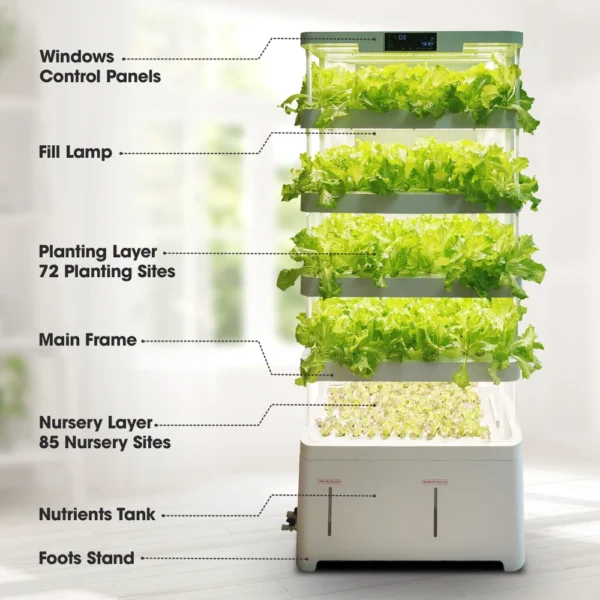 NutraTower Garden Hydroponic Growing System – 72 Planting Sites, LED Daylights, Automated Indoor Garden Kit with Germination Bed, Mist Spraying Technology & Controlled Ventilation - Image 7