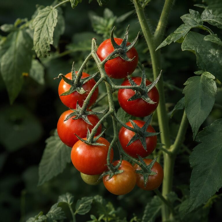 Tomato plants growing hydroponically.