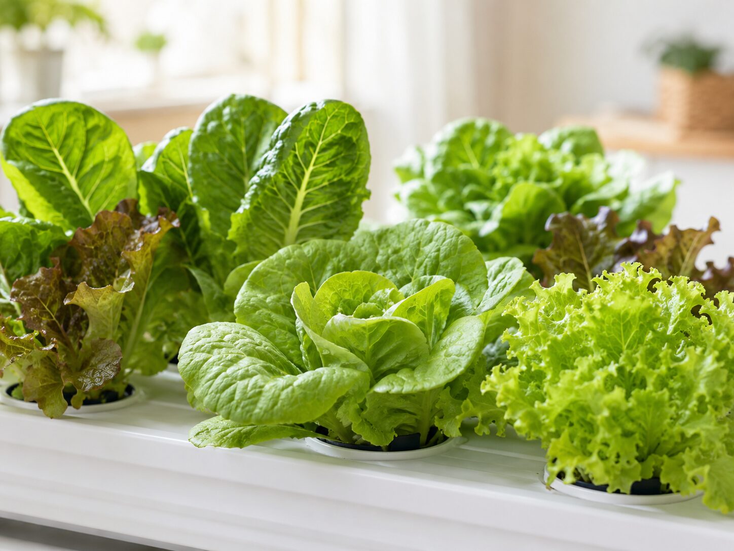 Hydroponics Growing Systems Several varieties of hydroponic lettuce and leafy greens