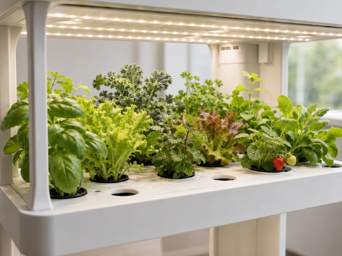 Young plants growing on the NutraTower