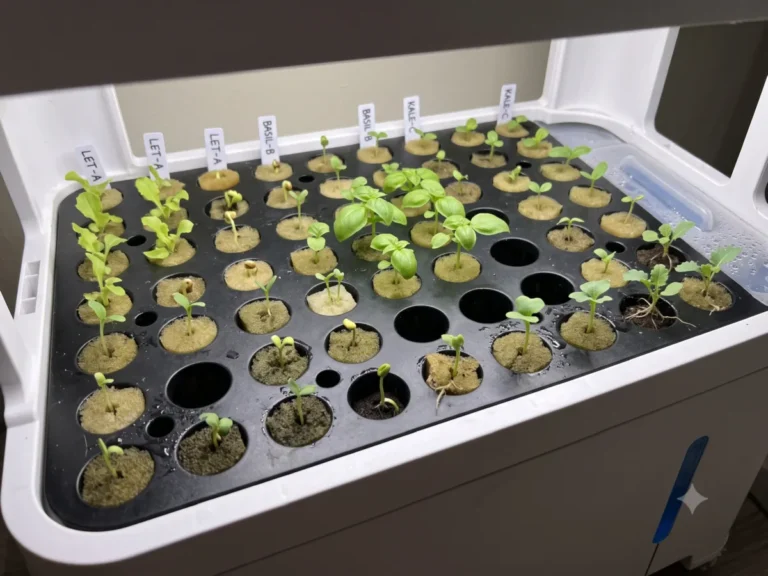 New seedlings prepared for the next growing cycle.