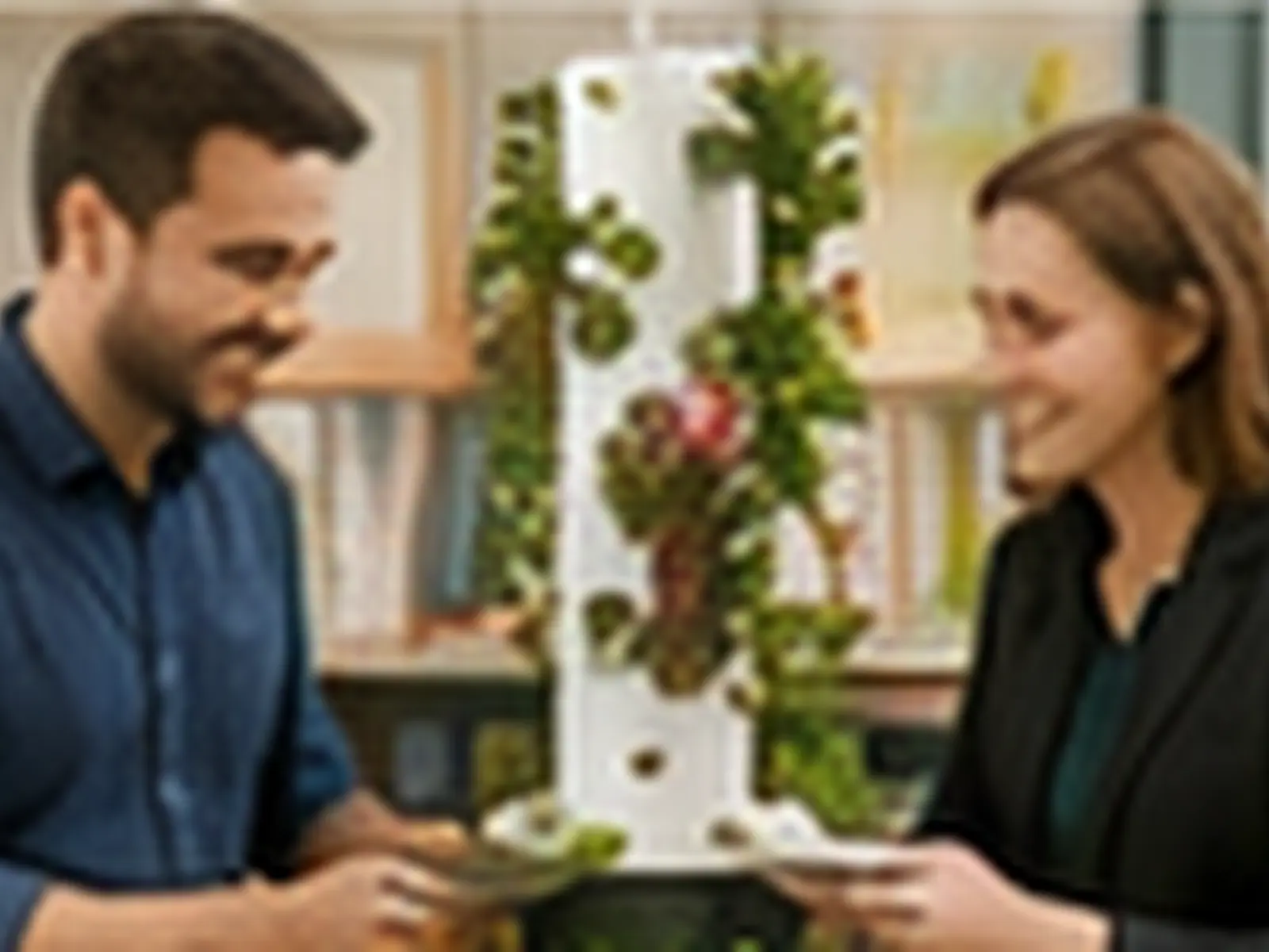 Educators discussing classroom hydroponics activities.