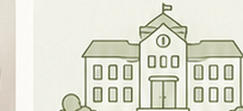 School building illustration representing a custom multi-classroom hydroponics program.