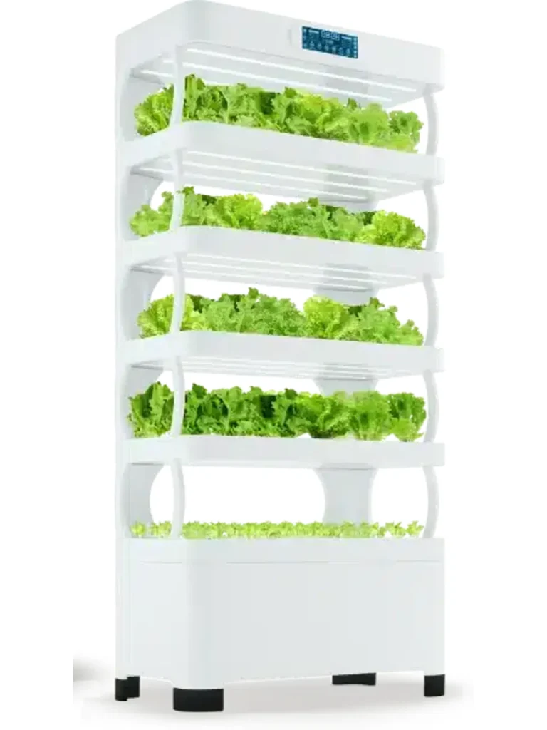 Nutraponics Pro Shelf automated hydroponic system with LED grow lights.