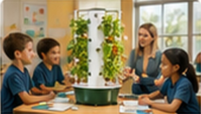 Nutraponics tower garden in a classroom