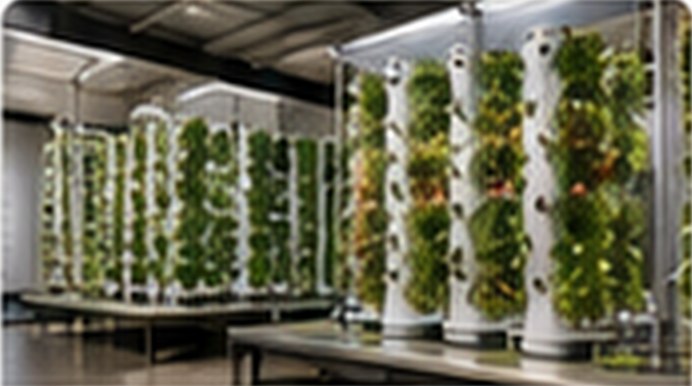Row of Nutraponics towers in a commercial grow room