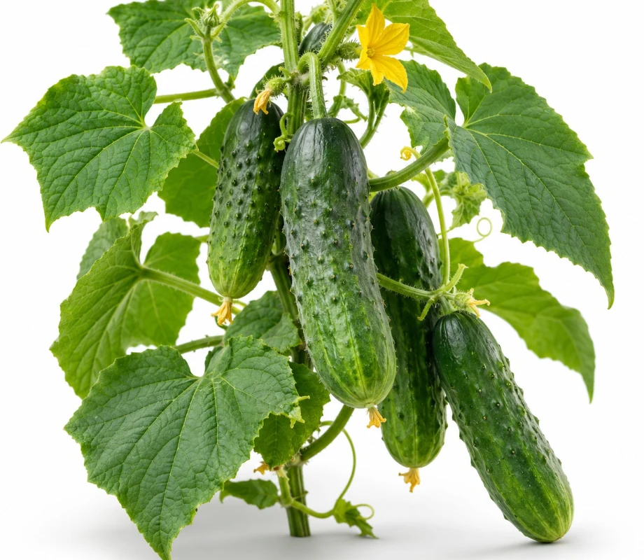 Cucumbers growing indoors