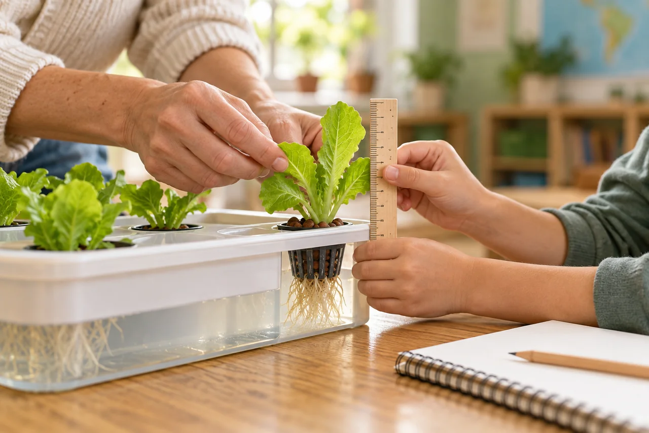 Young plants in an illustrative growing scene.